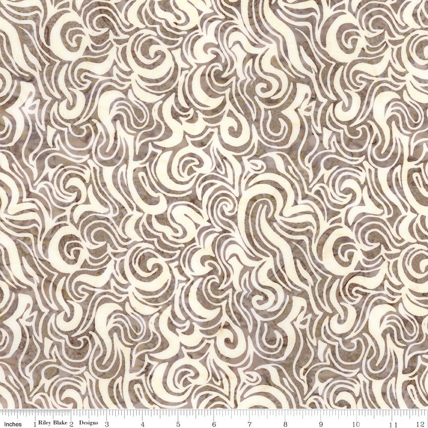 Sunken Treasure Expressions Batik Quilt Fabric - Currents in Powdered Coffee Kiss Brown - BT23716-541