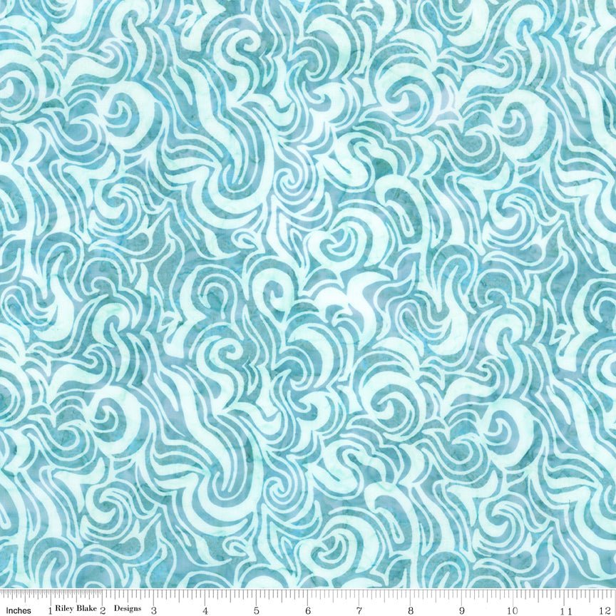 Sunken Treasure Expressions Batik Quilt Fabric - Currents in Tidepool Aqua - BT23716-673